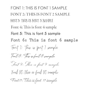 May include: A list of 12 different font styles with sample text for each font. The text reads "Lyrics Font Option".