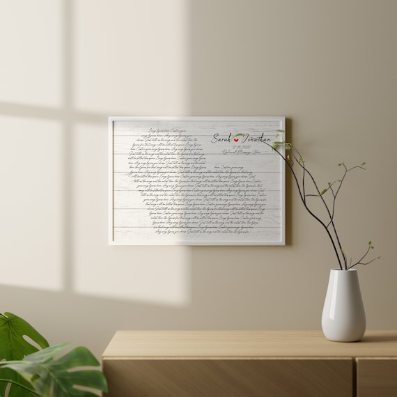 Custom Song Lyric Wall Art, Custom Wedding Song Gift, Personalized First Dance Song Lyrics, Anniversary Gift Print For Mom Dad, Wife Husband
