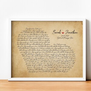 Custom Song Lyric Wall Art, Personalized Wedding Song Gift, First Dance Song Lyrics, Anniversary Gift Printable, Wife Husband Dad Mom Gifts