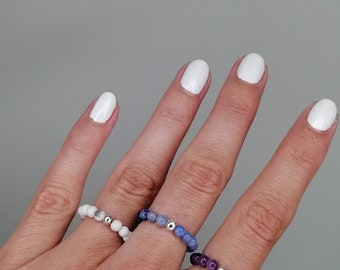 Elastischer Edelstein-Ring, Perlenring, 3mm, verschiedene Variationen, mit Reiki-Energie aufgeladen