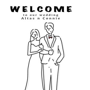 Retrato digital personalizado de boda / Impresión con ilustración minimalista sencilla / Tarjeta de invitación de boda / Lista en 8 horas / #TD