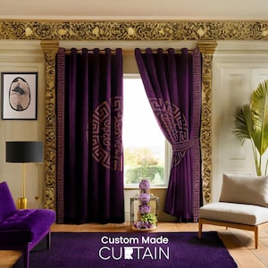 HNF Solid High-Weight Velvet Curtains | Extra Wide & Extra Long Dark Purple Drapes | Custom Panels for Luxurious Home Decor