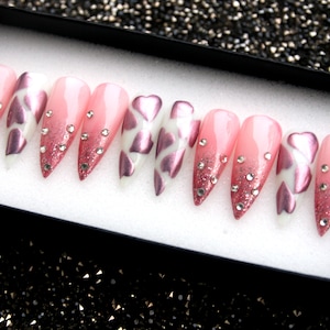 The Purest Love Press On Nails - Handmade Stiletto Gel X False Nails V130