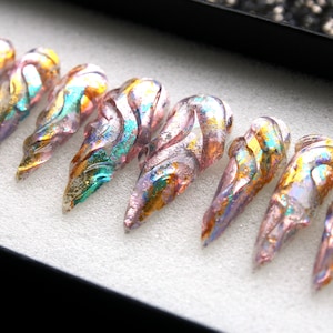 Y2K Chrome Press On Nails: 3D Glitter Fake Nails