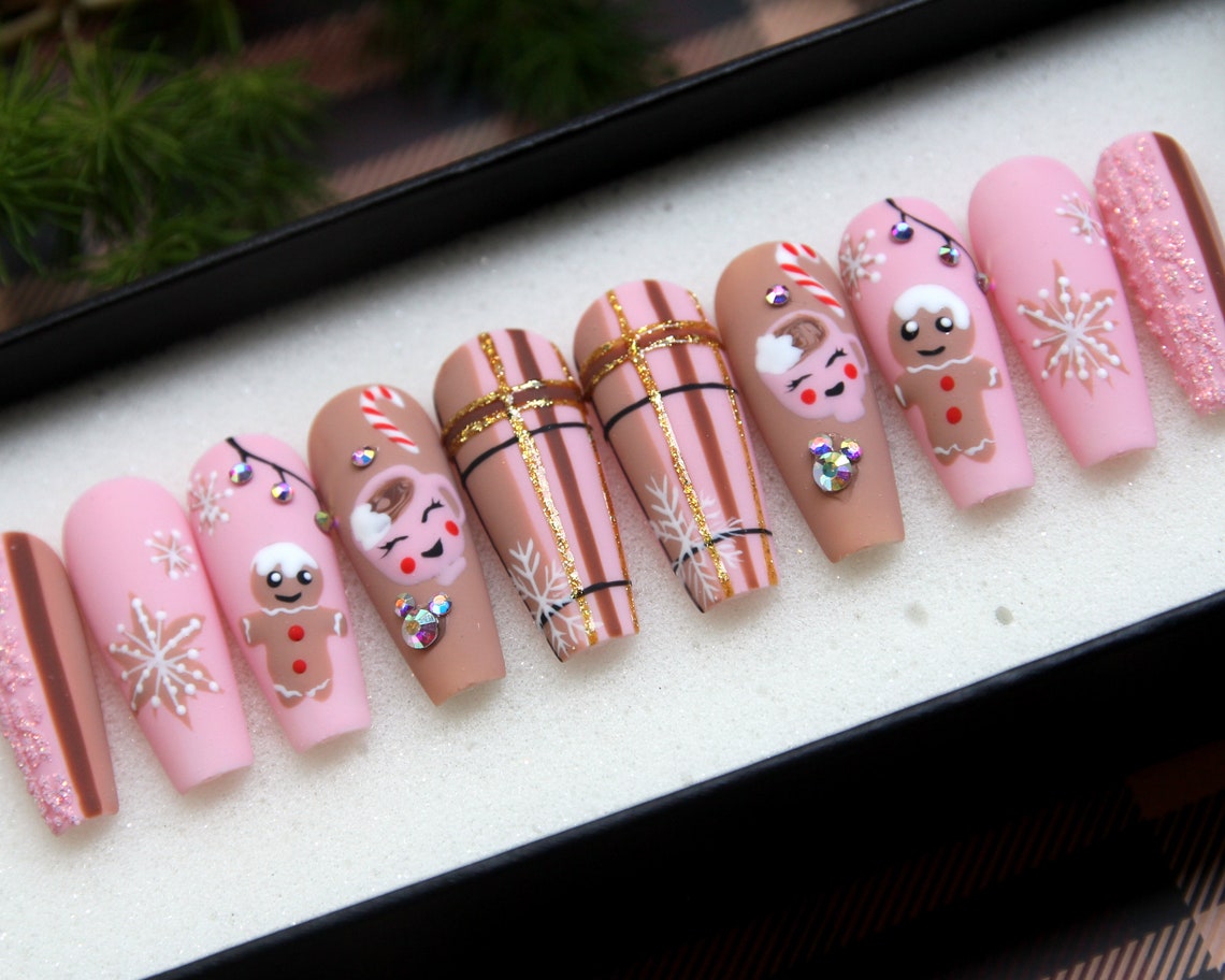 The Ginger Baby Christmas Press on Nails Xmas Coffin Nails - Etsy