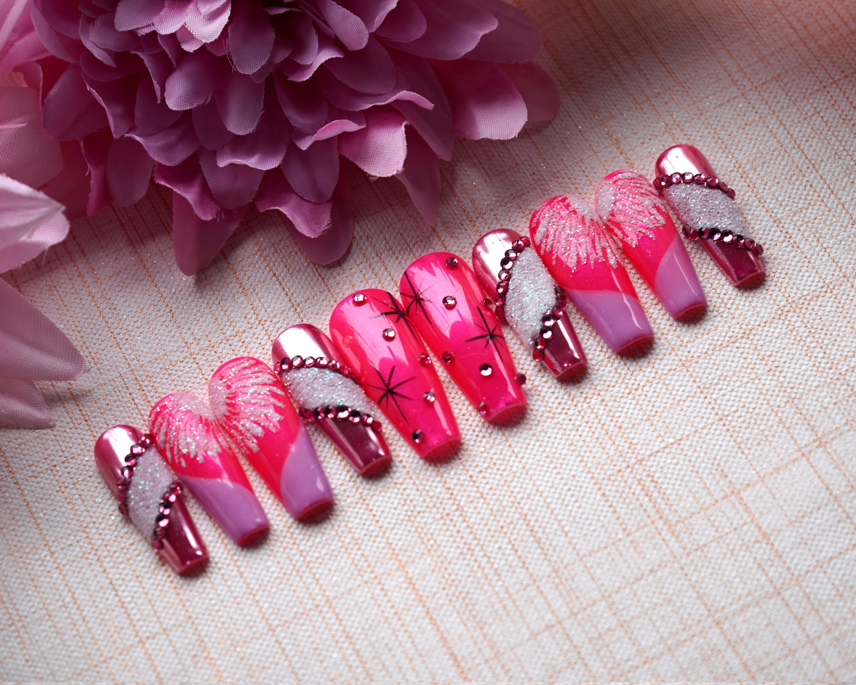 Love Blooms Glue on Nails Valentine Nails Press on Nails Etsy