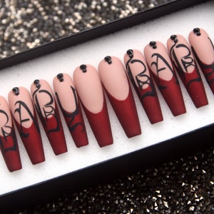 Bad Girl XXL Coffin Press On Nails - Handmade Glue On Nails V136