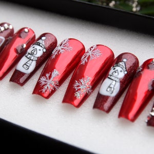 Xmas Special Set Press On Nails | Glue On Nails | Ombre Purple False Nails | Luxury Nails | Festive Nails | Xmas Nails  | Red Nails V164