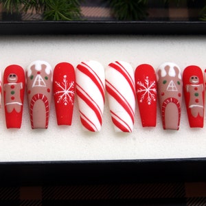 The Ginger Man Press on Nails for Christmas Xmas Coffin Nails Luxury ...