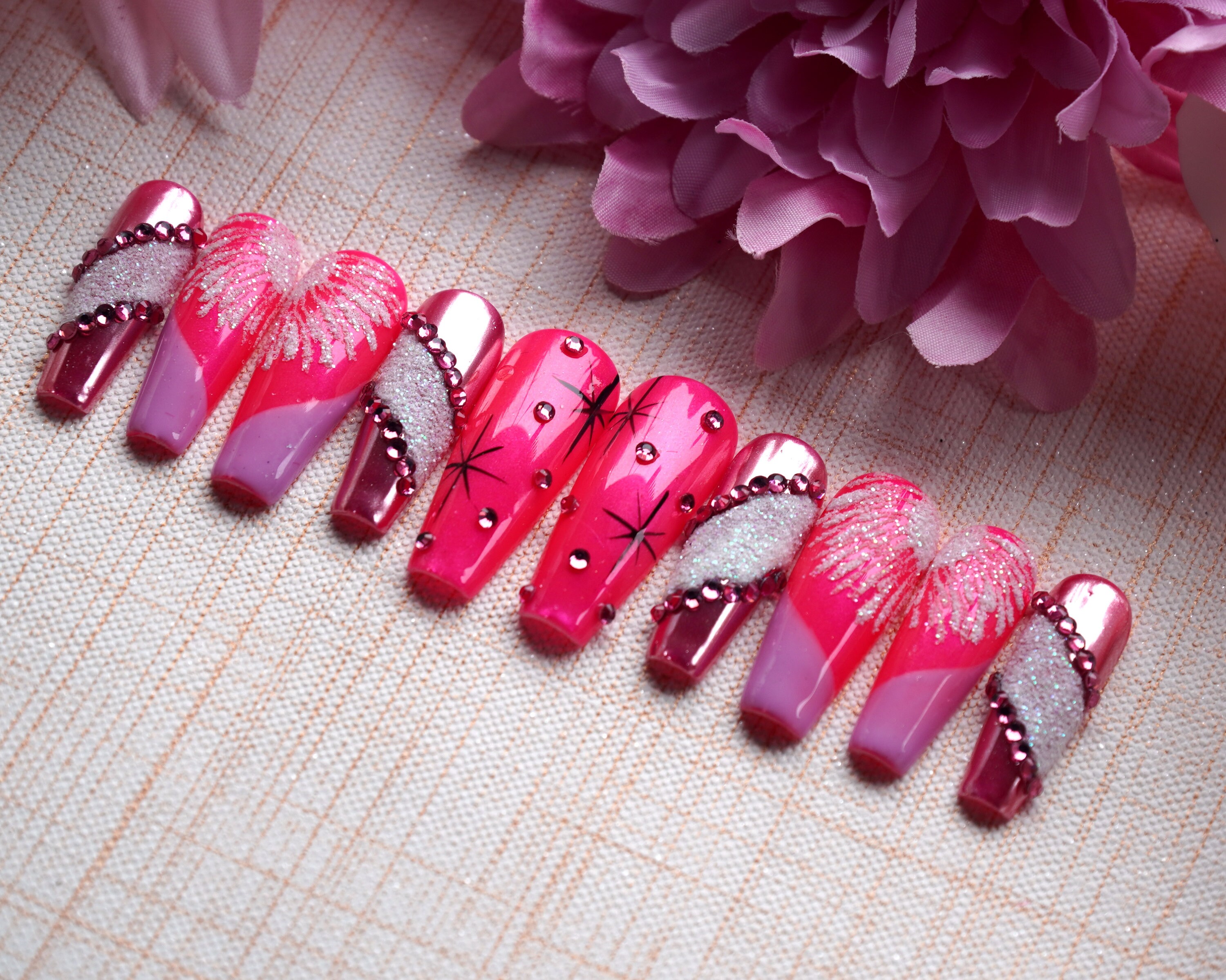 Love Blooms Glue on Nails Valentine Nails Press on Nails Etsy