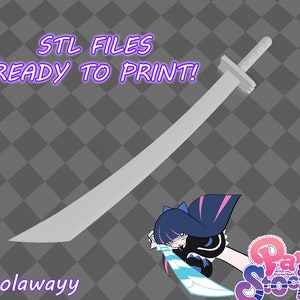 Stocking sword 3D Model - File Divided for 3D Printing - Panty & Stocking Cosplay - 3D Print Ready - stl files