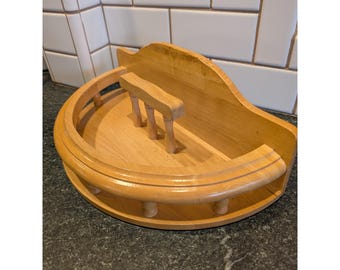 Vintage Wooden Semi Circle Napkin Holder Spindle Railing Light Wood Farmhouse