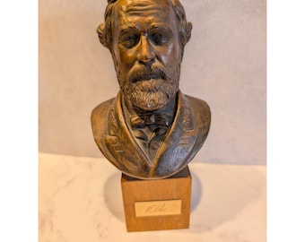 Alva Museum Repliken Robert E Lee Büste Vintage Bronze Finish Statue Holzsockel