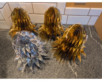 4x Beistle Art Foil Honeycomb Decorations Gold Silver Rare Vintage Party