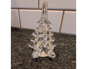 Vintage The Import Collection Clear Glass Christmas Tree Figurine 5 Inch Taiwan