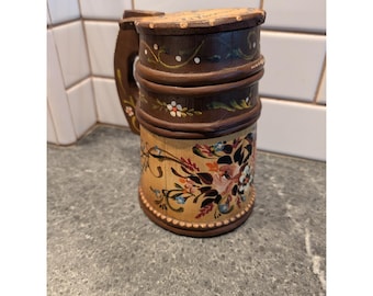 Vintage Hand Painted Tole Stein Firkin "Wermer" WW Wood Jug
