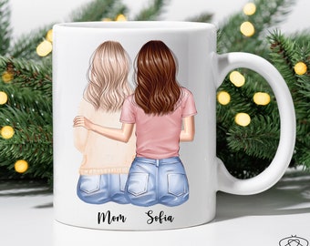 tasse mère et filles | tasse de café de maman | Mug personnalisé pour maman | Cadeau pour maman et sa fille | Cadeau fête des mères | Cadeau mère fille