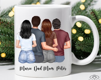 Personalized Family Mug, Personalized family christmas mug, Mom Gift, Dad Gift, Family Mug, Custom Family Portrait Mug, Gift for Mom