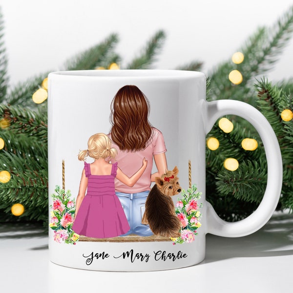 Personalized Mug for Mom and Kids, Family portrait gift, Mom gift from daughter, custom family mug, Unique Mug for Mom and Kids, family mug