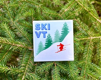 Ski VT Vermont Skiing Downhill Vinyl Sticker