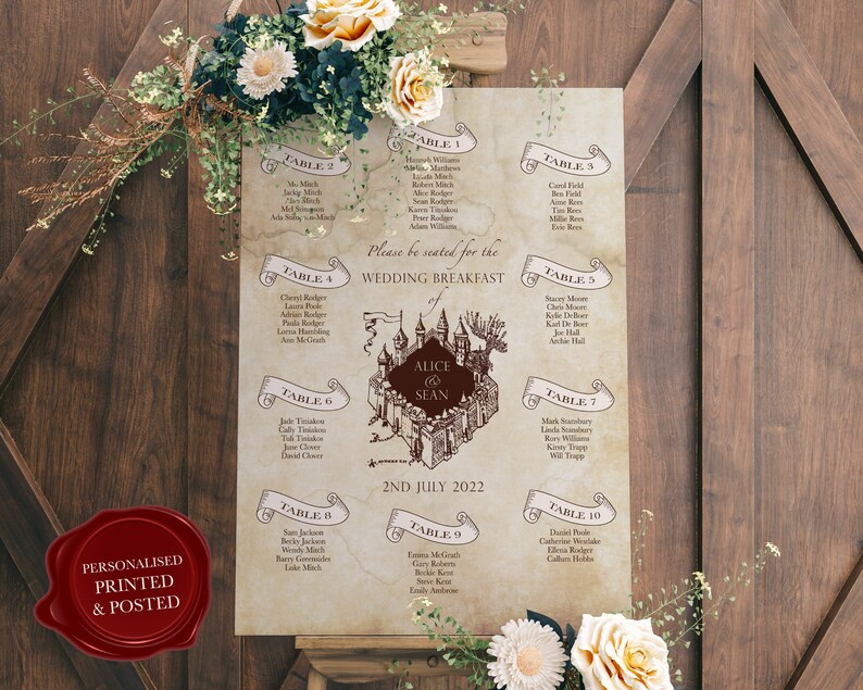 Harry Potter Marauders map seating chart