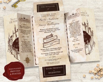 Wizard Wedding Invitations | Gatefold Wedding Invitation | Vintage Wedding Invites | Unique Fantasy Wedding