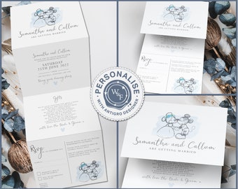 Pale Blue Fairytale Wedding Invitations | Wedding Invitation Dusty Blue | Magical Wedding Invites