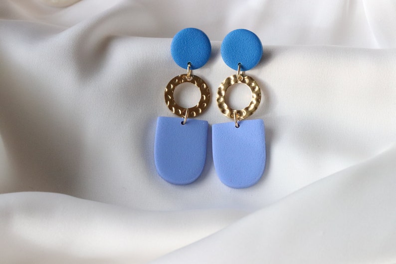 Handmade earrings, statement earrings, polymer clay earrings, stainless steel. image 1