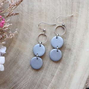 Silver polymer clay earrings, stainless steel. image 5