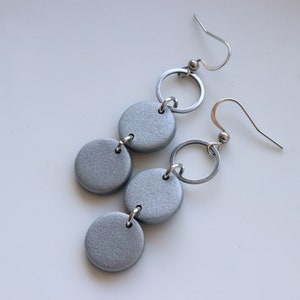 Silver polymer clay earrings, stainless steel. image 7