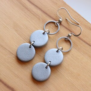 Silver polymer clay earrings, stainless steel. image 6