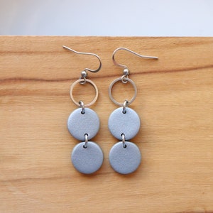 Silver polymer clay earrings, stainless steel. image 10