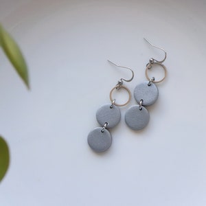 Silver polymer clay earrings, stainless steel. image 8