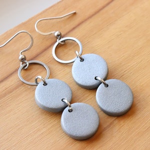 Silver polymer clay earrings, stainless steel. image 4