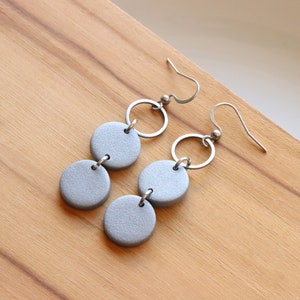 Silver polymer clay earrings, stainless steel. image 3