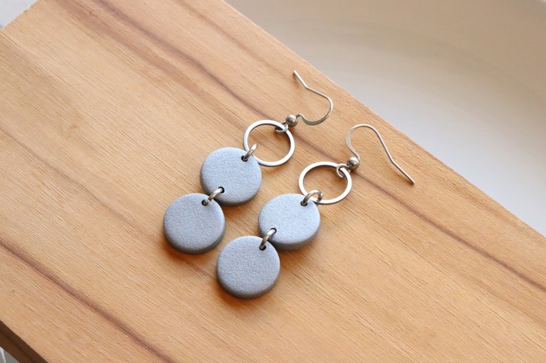 Silver polymer clay earrings, stainless steel. image 3