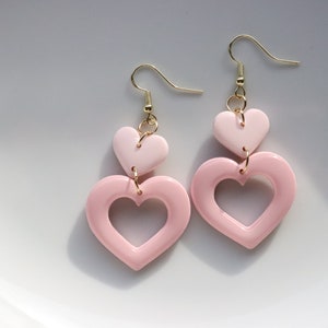 Heart earrings, polymer clay earrings, handmade, gifts for her.