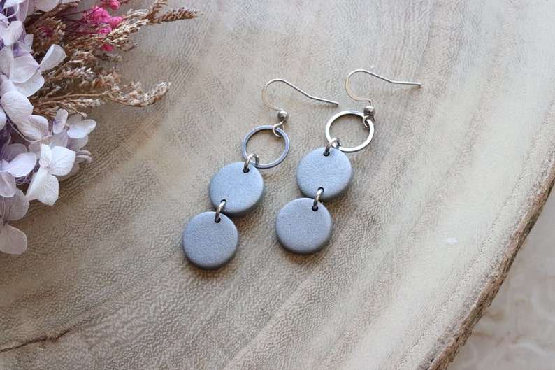 Silver polymer clay earrings, stainless steel. image 9