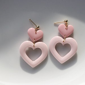 Heart earrings, Valentine's Day, polymer clay earrings, handmade.