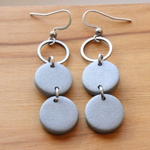 Silver polymer clay earrings, stainless steel. image 2