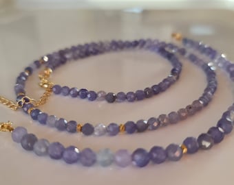 Bracciale di tanzanite - Collana di perle di tanzanite - Regalo per l'ottavo anniversario in bronzo - Gioielli con pietra portafortuna di dicembre - Gioielli con tanzanite - Tanzanite naturale