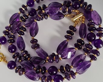 Handmade Amethyst Necklace and Bracelet Set: February Birthstone Jewelry