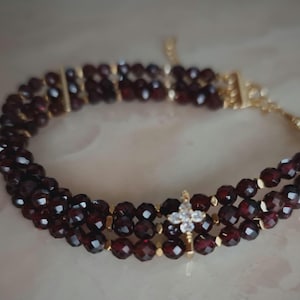 Garnet bracelet gold-Garnet jewelry-layering bracelet-January birthstone bracelet-Red stone bracelet-genuine Red Garnet jewelry-gift for Her