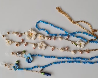 Catena per occhiali-catena per occhiali con perline a forma di fiore smaltato-cordino per occhiali-catena per occhiali da sole-collana per occhiali-cordino per mascherina-collana porta mascherina