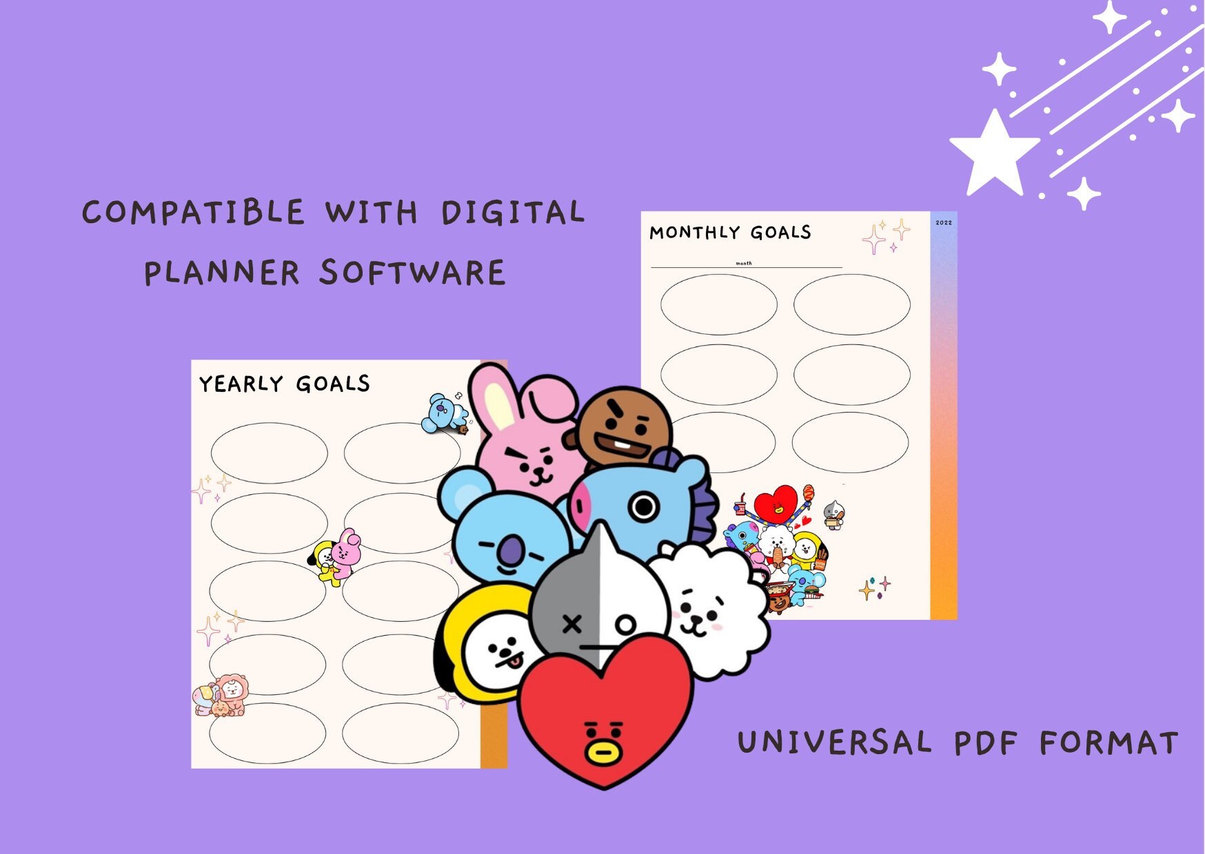 Buy BT21 Digital Planner BTS BT21 Line Friends Characters Digital ...