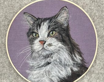 Custom cat portrait needle felted  from photo. Unique personalized gift for pet lovers. Pet loss gift, Memorial cat portrait, commission art