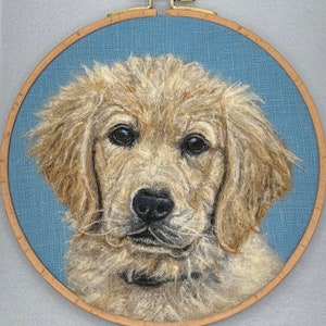 Custom dog portrait needle felted from photo made with wool. Personalized gift for pet lovers. Unique pet loss gift. Commission pet art