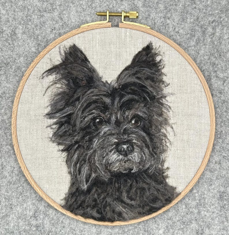 Custom dog portrait needle felted from photo. Personalized gift for pet lovers, pet loss, commission pet art, realistic pet memorial gift image 11