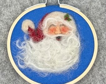 Needle Felted Santa Christmas Ornament Made of Wool, Fiber Art Santa, Holiday Decoration, Handmade Ornament, Christmas Tree Ornament