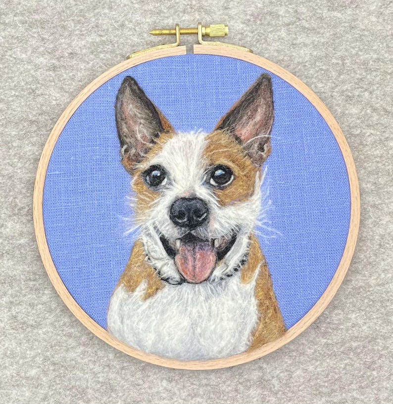 Custom dog portrait needle felted from photo. Personalized gift for pet lovers, pet loss, commission pet art, realistic pet memorial gift image 17